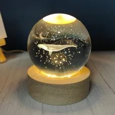 3D-светильник хрустальный шар Кит на подставке WS008-02