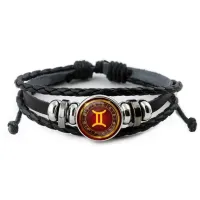 Кожаный браслет Знаки Зодиака - Близнецы BSK-0302