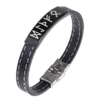 Кожаный рунический браслет Привлечение денег BSKR2-034