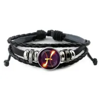 Кожаный браслет Знаки Зодиака - Рыбы BSK-0335