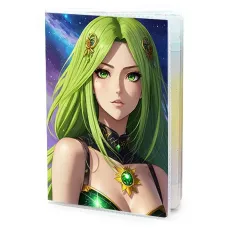 Обложка для паспорта ПВХ Аниме девушка с зелёными волосами MOB321