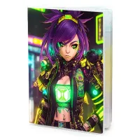 Обложка для паспорта ПВХ Киберпанк девушка MOB345