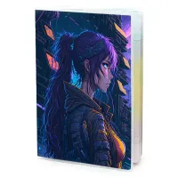 Обложка для паспорта ПВХ Киберпанк девушка MOB347