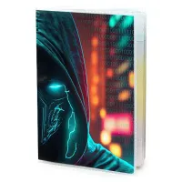 Обложка для паспорта ПВХ Киберпанк хакер MOB351