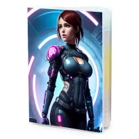 Обложка для паспорта ПВХ Киберпанк девушка MOB362