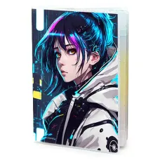 Обложка для паспорта ПВХ Киберпанк девушка MOB366