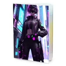 Обложка для паспорта ПВХ Киберпанк девушка с пистолетом MOB381