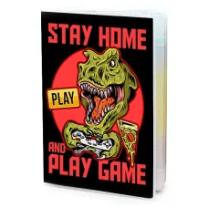Обложка для паспорта ПВХ Динозавр Stay home play game MOB407