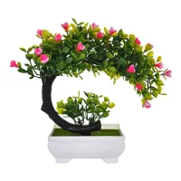 Искусственное растение Бонсай Вишня в горшке, 20х18х12см, цвет розовый