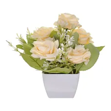 Искусственное растение Бонсай Миланская роза в горшке, цвет белый TCV034-02
