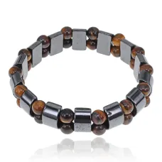 Браслет из магнитного гематита и тигрового глаза, 12мм BS627