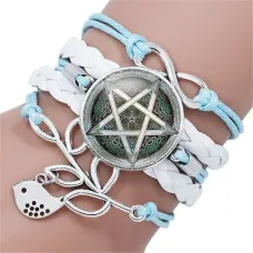 Кожаный браслет-амулет Пентаграмма BS630-04