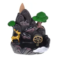 Подставка для благовоний Пуля Водопад и золотой олень, полистоун, 10х8,5х6см PBKS058