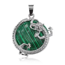 Кулон Дракон, d.2,5см, малахит BJK350-03