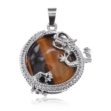 Кулон Дракон, d.2,5см, тигровый глаз BJK350-09