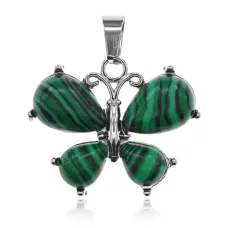 Кулон Бабочка, 2х3см, малахит BJK351-03