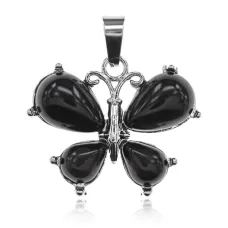 Кулон Бабочка, 2х3см, черный агат BJK351-07