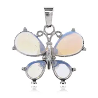 Кулон Бабочка, 2х3 см, лунный камень BJK351-08