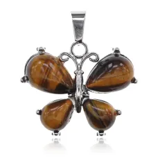 Кулон Бабочка, 2х3 см, тигровый глаз BJK351-09