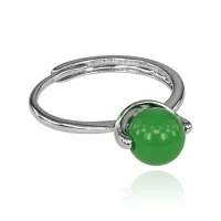Безразмерное кольцо с вращающимся шариком, цвет зелёный KL270