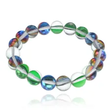 Браслет из синтетического опала, цвет зеленый, 10мм BJBS-359-02