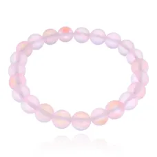 Браслет из синтетического опала, цвет розовый, 8мм BJBS-361-01