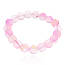 Браслет из синтетического опала, цвет розовый, 10мм BJBS-361-02