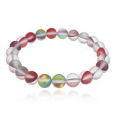 Браслет из синтетического опала, цвет красный, 8мм BJBS-362-01