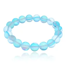 Браслет из синтетического опала, цвет голубой, 10мм BJBS-363-02
