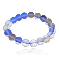 Браслет из синтетического опала, цвет синий, 10мм BJBS-365-02