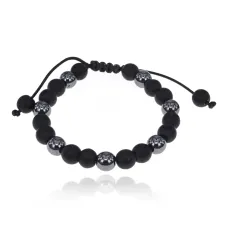 Браслет, шунгит + гематит, 8мм BJBS-366-01