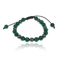 Браслет, малахит + гематит, 8мм BJBS-366-03