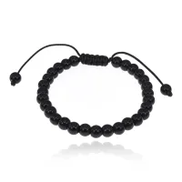 Браслет из черного агата, 6мм BJBS-368-02