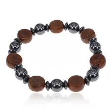 Браслет из агата и магнитного гематита, 12мм BS572-02