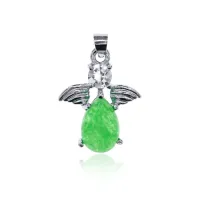 Кулон Ангел с камнем Нефрит, 25х17мм BJK352-02