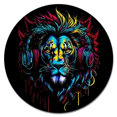 Коврик для мыши Лев в наушниках, d.20см KM1037
