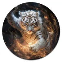 Коврик для мыши Белый тигр в прыжке, d.20см KM1041
