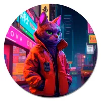 Коврик для мыши Киберпанк кот, d.20см KM1048