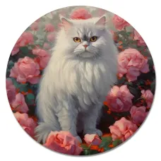 Коврик для мыши Кот и цветы, d.20см KM1049