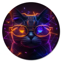 Коврик для мыши Кибер кот в очках, d.20см KM1063