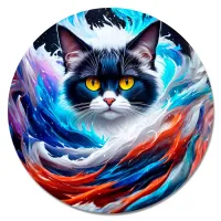 Коврик для мыши Кот и волны, d.20см KM1078