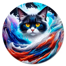 Коврик для мыши Кот и волны, d.20см KM1078
