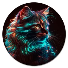 Коврик для мыши Кот неон, d.20см KM1091