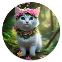 Коврик для мыши Котенок с венком, d.20см KM1095