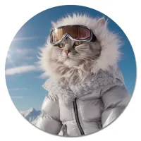 Коврик для мыши Кот на зимнем курорте, d.20см KM1099