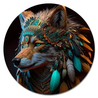 Коврик для мыши Волк индеец, d.20см KM1113