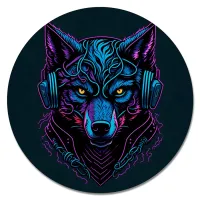Коврик для мыши Волк в наушниках, d.20см KM1115