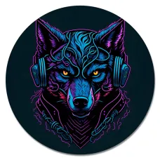 Коврик для мыши Волк в наушниках, d.20см KM1115