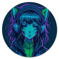 Коврик для мыши Аниме девушка неко в наушниках, d.20см KM1121