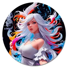 Коврик для мыши Девушка с белыми волосами, d.20см KM1126